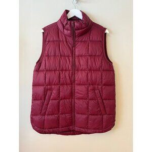 Gap Recycled Quilted Puffer Vest Red Delicious Burgundy Womens Medium